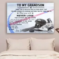 Hockey Canvas And Poster Grandma To Grandson Never Lose Wall Decor