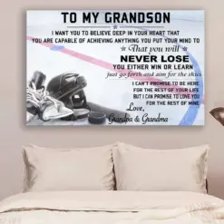 Hockey Canvas And Poster Grandpa&Grandma To Grandson Never Lose Wall Decor