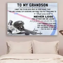 Hockey Canvas And Poster Grandpa To Grandson Never Lose Wall Decor