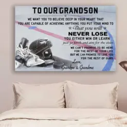 Hockey Canvas And Poster To Our Grandson Never Lose Qh Wall Decor