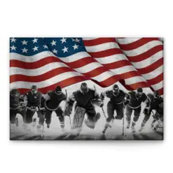 Hockey Poster & Canvas, Inspirational - Hockey American Flag 4th Of july Patriotic Wall Art, Home Decor For Boy, Son