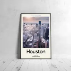 Houston Poster - Oil Painting Technique | United States Wall Art | & Printed Travel Prints | Animalistic Home Decor