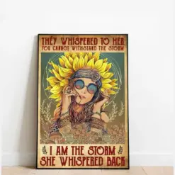 I Am The Storm She Whispered Back Poster Hippie Girl Poster Vintage Hippie Soul Poster Stay Wild Moon Child Vintage Poster