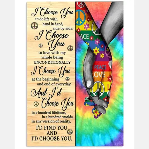 I Choose You Hippie Couple Hippie Poster, Canvas