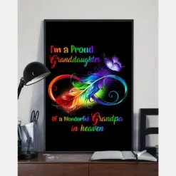 I'M A Proud Granddaughter Of A Wonderful Grandpa In Heaven Canvas Prints Vintage Wall Art Gifts Vintage Home Wall Decor Canvas