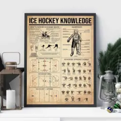 Ice Hockey Knowledge Vintage Wall Art Ice Hockey Workspace Poster Ice Hockey Wall Decor Gift For Friend And Relatives Ice Hockey Lover