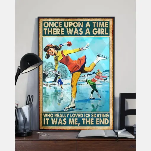 Ice Skating Girl Canvas Prints Once Upon A Time Vintage Wall Art Gifts Vintage Home Wall Decor Canvas