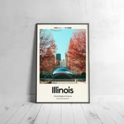 Illinois Poster - Oil Painting Technique | United States Wall Art | & Printed Travel Prints | Animalistic Home Decor