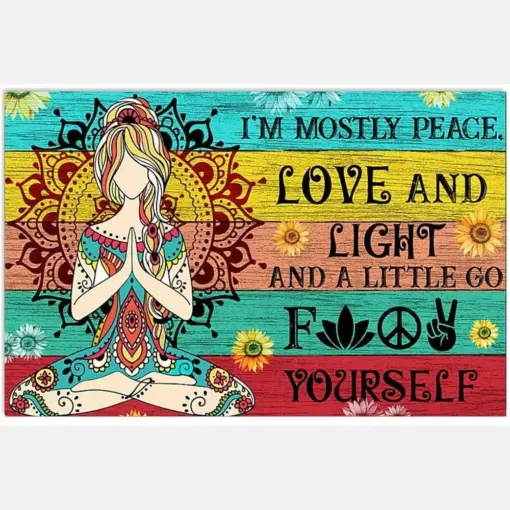 Im Mostly Peace Love Light Go Fk Yourself Yoga Girl Spiritual Pattern Vintage