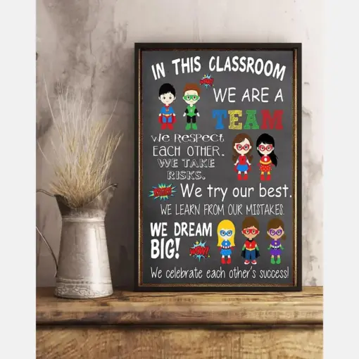 In This Classroom Superheroes Canvas Prints Teacher Vintage Wall Art Gifts Vintage Home Wall Decor Canvas