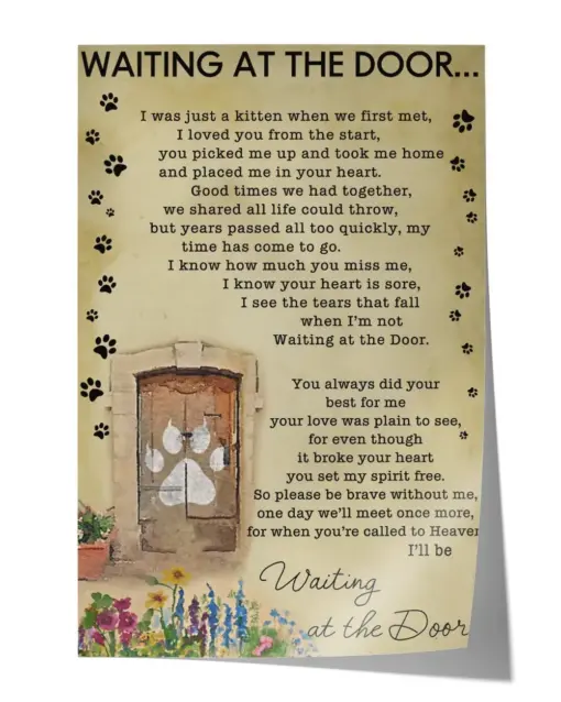 Waiting at the door Wall Decor Artwork Print Poster Wall Art Print Home Decor Vintage - Satin Portrait Poster