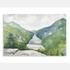 Indian Head Vista Print Lower Usable Lake In Summer Print Of Original Watercolor Painting Lake Artwork In Various Sizes