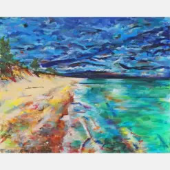 Indiana Dunes Limited Edition Prints Stormy Beach Scene Impressionist Wall Art Prints And Gallery Wrapped Canvas Options