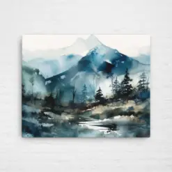 Indigo | Indigo Mountains | Landscape | Wall Art | Canvas | Colourful | Painting | Artwork | Prints