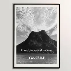 Inspirational Travel Quote Prints Wall Art Quotes Gift For Wanderers Travel Far Enough To Meet Yourself Traveling Quotes Along Bay