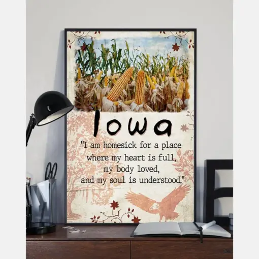 Iowa Canvas Prints Where My Heart Is Full Vintage Wall Art Gifts Vintage Home Wall Decor Canvas