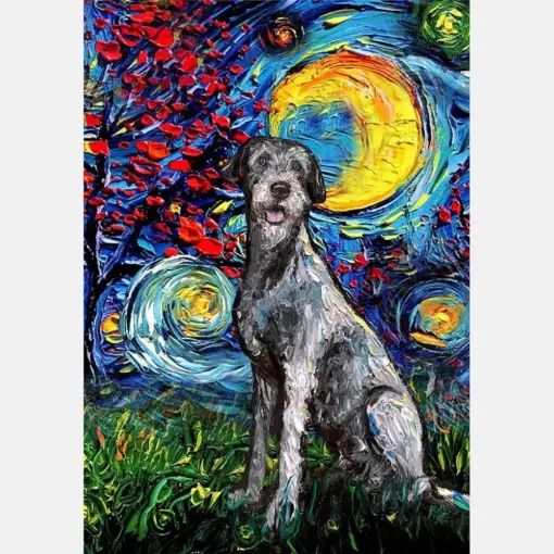 Irish Wolfhound Dog Starry Night Style Halloween