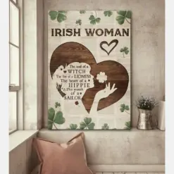 Irish Woman Soul Of Witch Heart Of Hippie Poster, Canvas