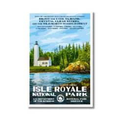 Isle Royale National Park Poster | Vintage Artwork | Michigan National Park Poster | Nature Photography | Rustic Landscape Art