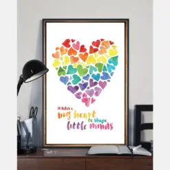 It Takes A Big Heart To Shape Little Minds Teacher Canvas Prints Vintage Wall Art Gifts Vintage Home Wall Decor Canvas