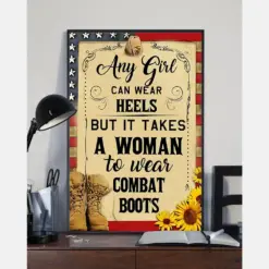 It Takes A Woman To Wear Combat Boots Poster Vintage Room Home Decor Wall Art Gifts Idea