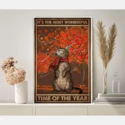 Its The Most Wonderful Time Of The Year Black , Black Cat Wall Art - Black Cat Print Black Cat Artwork - Home Decor