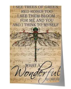 I See Trees of Green Red Roses What A Wonderful World Poster - Satin Portrait Poster