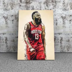 James Harden Philadelphia Hers Basketball Painting Hand Made Canvas Framed Wall Art Poster Print