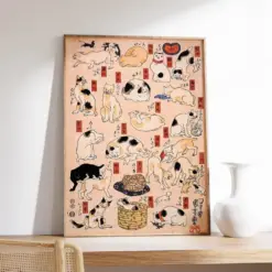Japanese Cat Poster Cats Japanese Art Poster Animal Art Animal Poster Vintage Print Gift