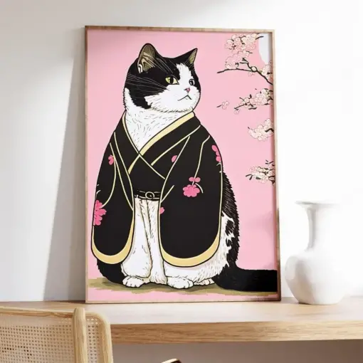 Japanese Cat Poster - Imperfectly Perfect Feline Decor For Cat Lovers - Japanese Inspired Feline Illustration Print