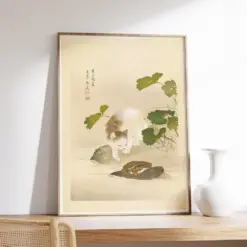 Japanese Cat Poster Japanese Cat Art Print Cat And Frog Animal Wall Art Decor Animal Art Print Cat Lovers Gift Oriental