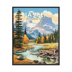 Jasper National Park Poster Art Print Retro National Park Gifts