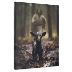 Jesus And Lamb Artwork Parable Of The Lost Sheep Black Sheep And Jesus Art For Christian Wall Art Lamb Of God Faith Canvas Faith Wall Art