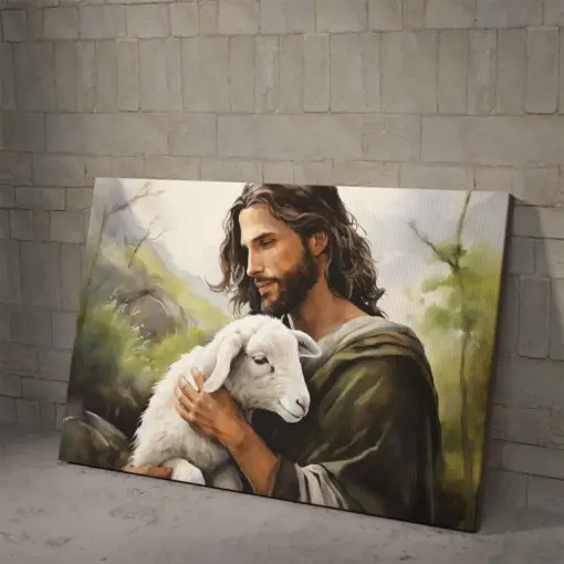 Jesus And The Lamb 2 Poster And Canvas