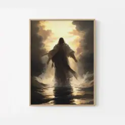 Jesus Christ Walking On Water Original Oil Painting Christian Print Art Religious Wall Art Matte Print Religious Wall Decor