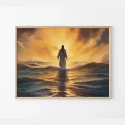 Jesus Christ Walking On Water Original Oil Painting Christian Print Art Religious Wall Art Matte Print Religious Wall Decor Divine Light