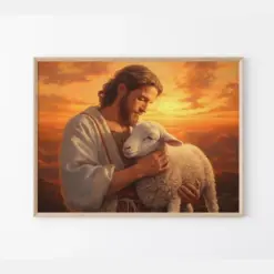 Jesus Leaves The 99 Painting Parable Of The Lost Sheep Good Shepherd Painting Print Sketch Jesus Art Bible Wall Art Christian Faith