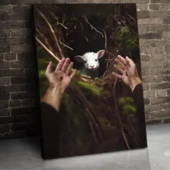 Jesus Reaching For His Lost Lamb Canvas Print Christmas Decor Christian Wall Art - Poster & Canvas