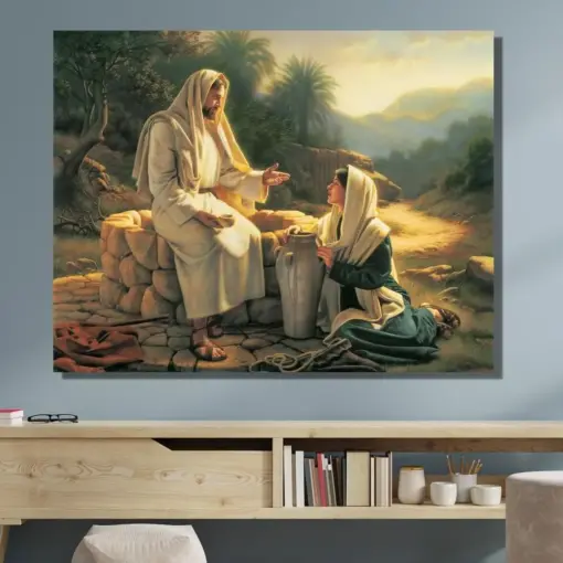 Jesus Talks With Samaritan Woman At Glee And The Samaritan Motivational Art