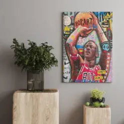 Jordan Show Time Canvas Michael Jordan Canvas Art Championship Legend Basketball Motivational Canvas Michael Jordan Graffiti Pop Art