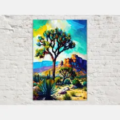 Joshua Tree National Park Canvas Print Southwest Landscape Painting California Desert Scenery Artwork