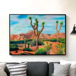 Joshua Tree Poster National Park Print Desert Douche Painting Travel Gift Usa Nature