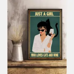 Just A Girl Who Loves Cats And Wine Canvas Prints Vintage Wall Art Gifts Vintage Home Wall Decor Canvas