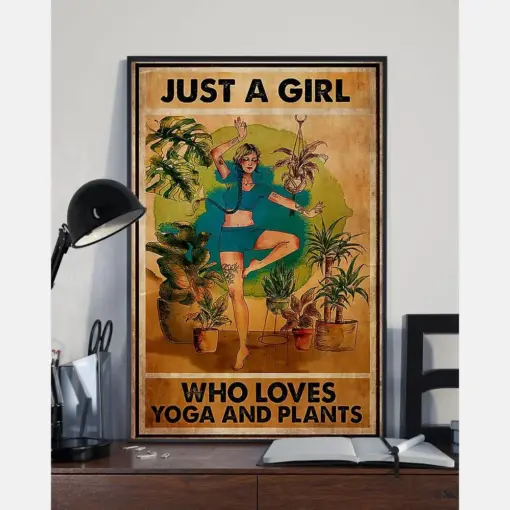 Just A Girl Who Loves Yoga And Plants Canvas Prints Vintage Wall Art Gifts Vintage Home Wall Decor Canvas