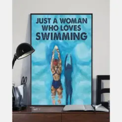 Just A Woman Who Loves Swimming Canvas Prints Vintage Wall Art Gifts Vintage Home Wall Decor Canvas