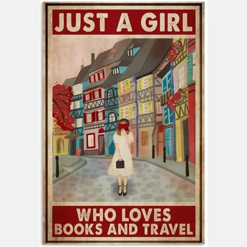 Just Girl Love Book And Travel Hobby Quote White Dress Girl Red Street Vintage