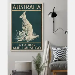 Kangaroo Poster Australia Is Calling And I Must Go Vintage Room Home Decor Wall Art Gifts Idea