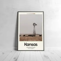 Kansas Poster - Oil Painting Technique | United States Wall Art | & Printed Travel Prints | Animalistic Home Decor