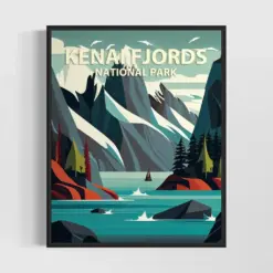 Kensi Fjords Park Retro Art Print Kensi Fjords Park Illustration Kensi Fjords Park Vintage Minimal Design Poster