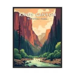 Kings Canyon National Park Poster Art Print Retro National Park Gifts